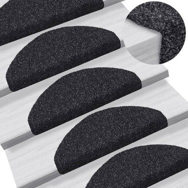 Vidaxl trapmatten zelfklevend 15 stuks 65x21x4 cm zwart halfrond groot