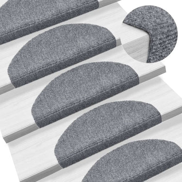 Vidaxl trapmatten zelfklevend 15 stuks 65x21x4 cm lichtgrijs halfrond groot