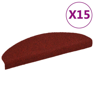 Vidaxl trapmatten zelfklevend 65x21x4 cm naaldvilt rood 15 st