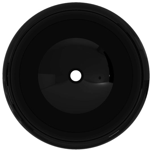 Vidaxl wastafel rond 40x15 cm keramiek zwart