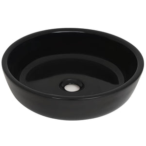 Vidaxl wastafel rond 42x12 cm keramiek zwart