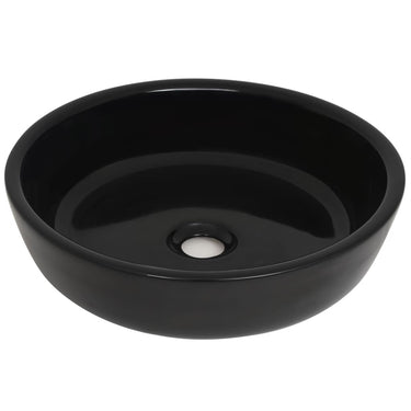 Vidaxl wastafel rond 42x12 cm keramiek zwart