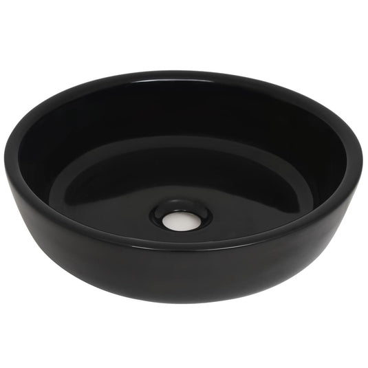 Vidaxl wastafel rond 42x12 cm keramiek zwart
