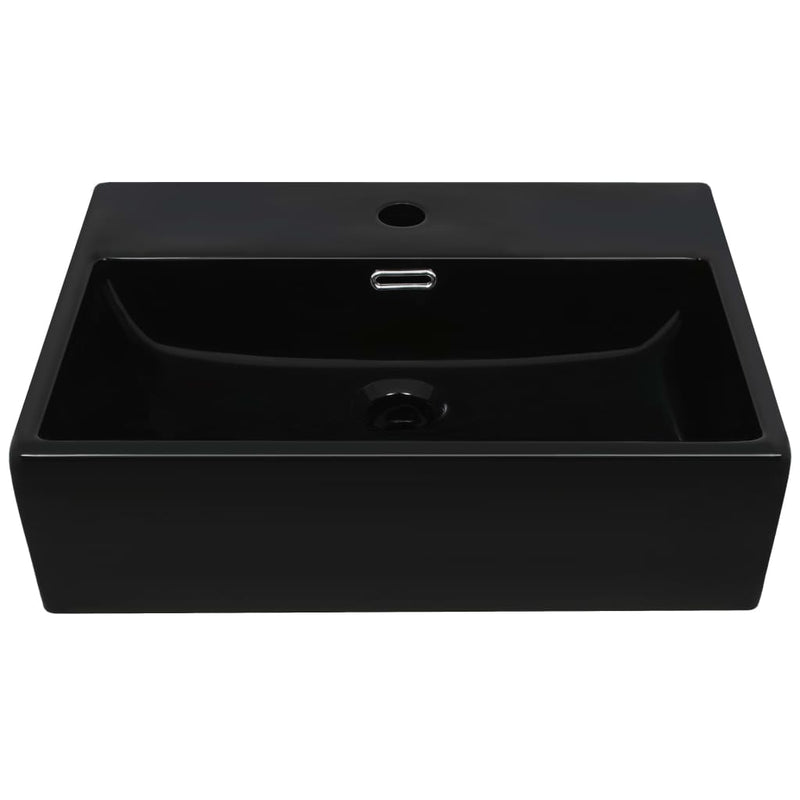 Load image into Gallery viewer, Vidaxl wastafel met kraangat 51,5x38,5x15 cm keramiek zwart
