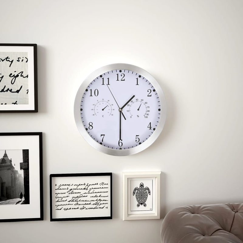 Load image into Gallery viewer, Vidaxl wandklok met quartz-mechanisme hygrometer thermometer 30 cm wit
