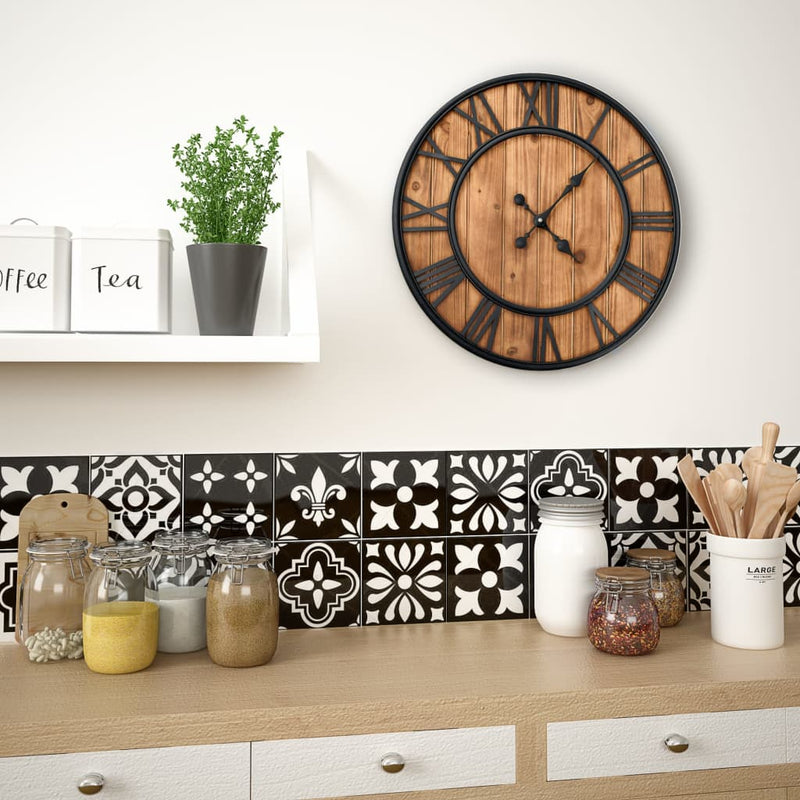 Load image into Gallery viewer, Vidaxl wandklok vintage-stijl quartz-mechanisme xxl 60 cm hout metaal
