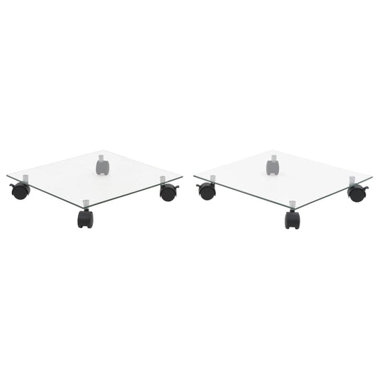 Vidaxl plantenrollers vierkant 35x35 cm gehard glas 2 st