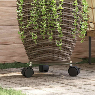 Vidaxl plantenrollers rond 28 cm gehard glas 2 st