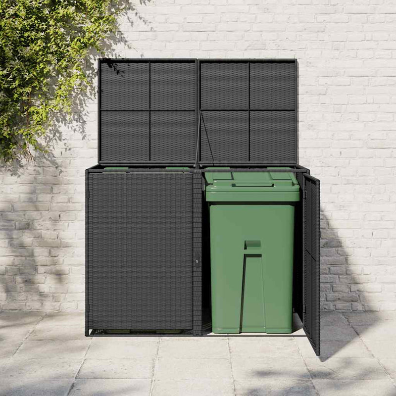 Load image into Gallery viewer, Vidaxl containerberging dubbel 148x80x111 cm poly rattan zwart
