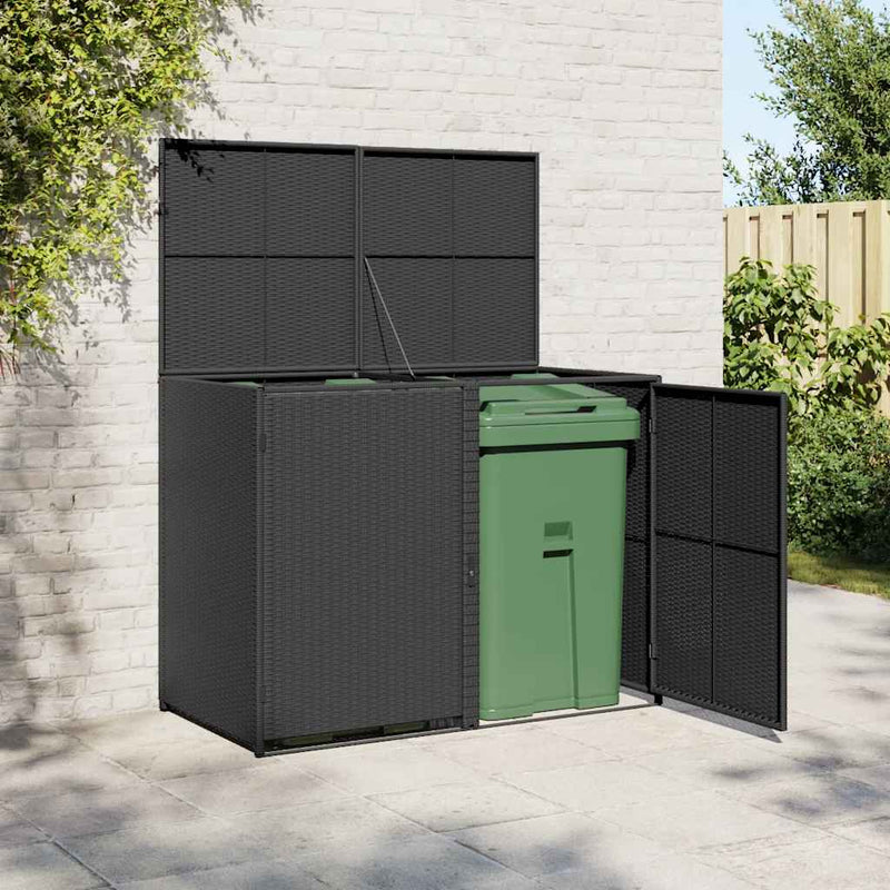 Load image into Gallery viewer, Vidaxl containerberging dubbel 148x80x111 cm poly rattan zwart
