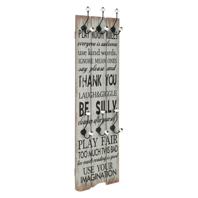 Load image into Gallery viewer, Vidaxl wandkapstok met 6 haken thank you 120x40 cm
