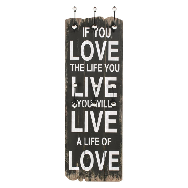 Load image into Gallery viewer, Vidaxl wandkapstok met 6 haken love live 120x40 cm
