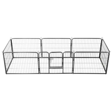 Vidaxl hondenren met 8 panelen 80x60 cm staal zwart