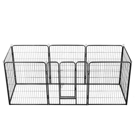Vidaxl hondenren met 8 panelen 80x100 cm staal zwart