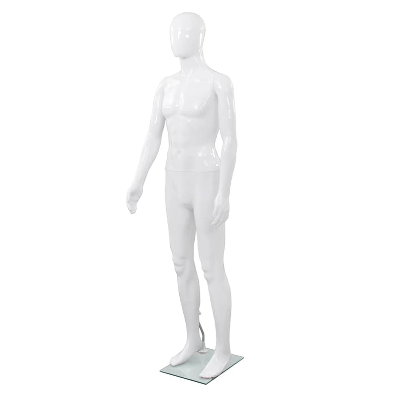 Load image into Gallery viewer, Vidaxl etalagepop mannelijk met glazen voet 175 cm glanzend wit
