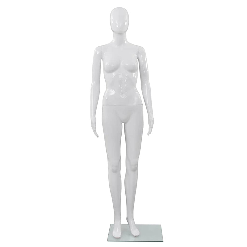 Load image into Gallery viewer, Vidaxl etalagepop vrouwelijk met glazen voet 175 cm glanzend wit
