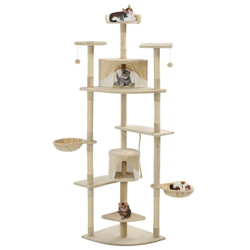 Load image into Gallery viewer, Vidaxl kattenkrabpaal met sisal krabpalen 203 cm beige en wit

