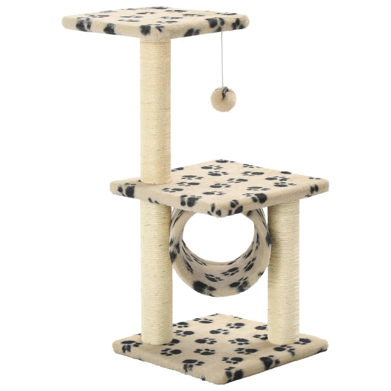 Load image into Gallery viewer, Vidaxl kattenkrabpaal met sisal krabpalen 65 cm pootafdrukken beige
