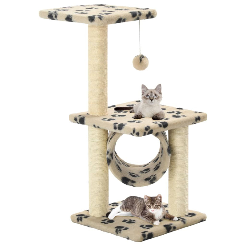 Load image into Gallery viewer, Vidaxl kattenkrabpaal met sisal krabpalen 65 cm pootafdrukken beige
