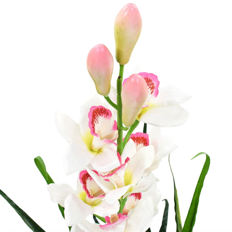 Load image into Gallery viewer, Vidaxl kunstplant met pot cymbidium orchidee 100 cm groen

