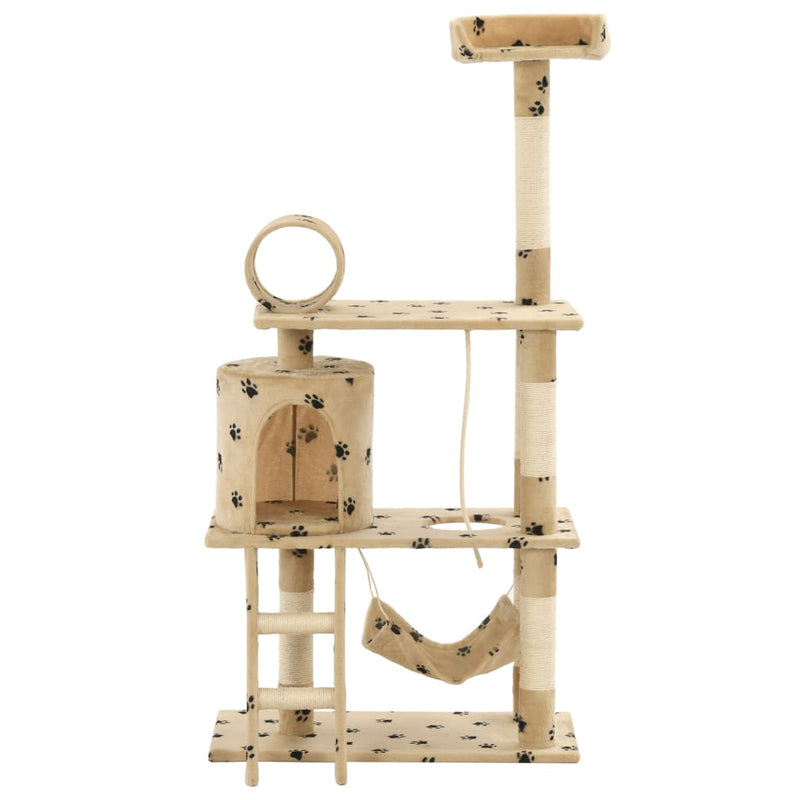 Load image into Gallery viewer, Vidaxl kattenkrabpaal met sisal krabpalen 140 cm pootafdrukken beige
