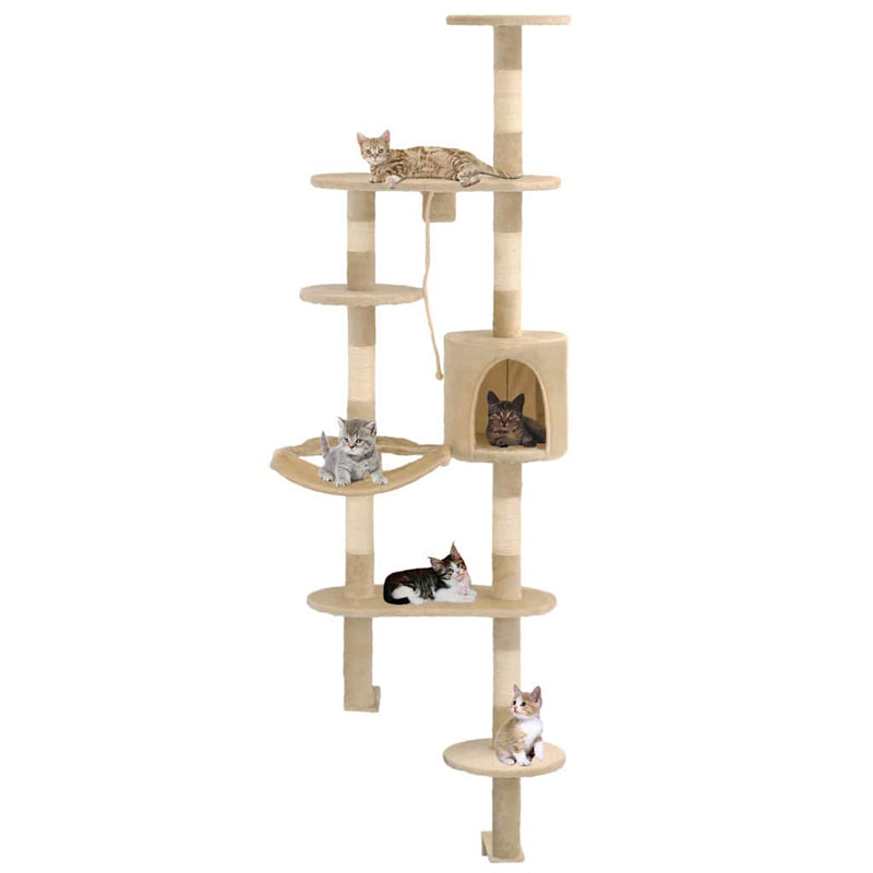 Load image into Gallery viewer, Vidaxl kattenkrabpaal met sisal krabpalen wandmontage 194 cm beige
