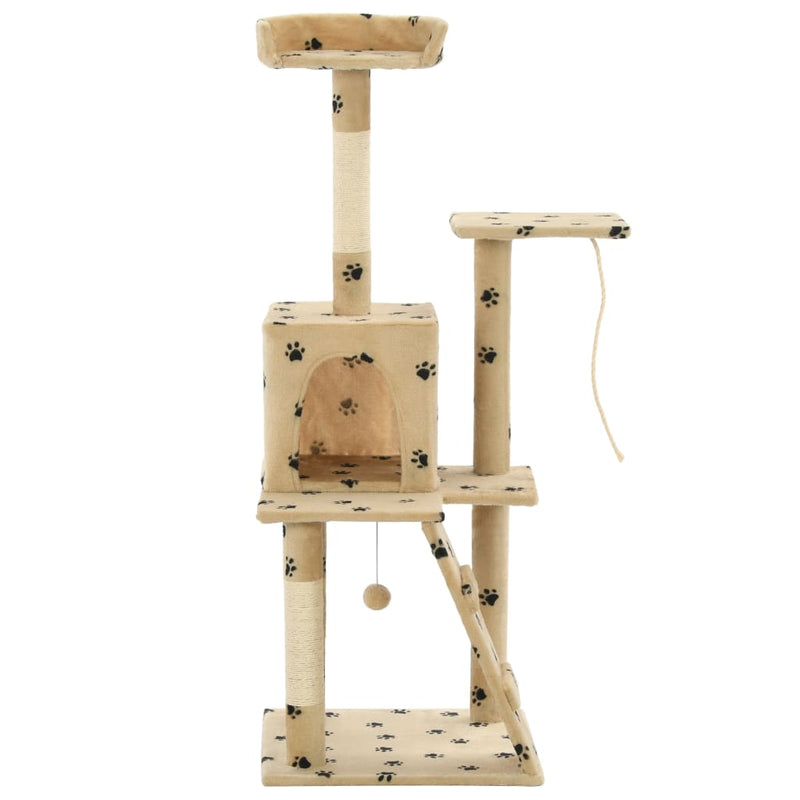 Afbeelding laden in galerijviewer, Vidaxl kattenkrabpaal met sisal krabpalen 120 cm pootafdrukken beige
