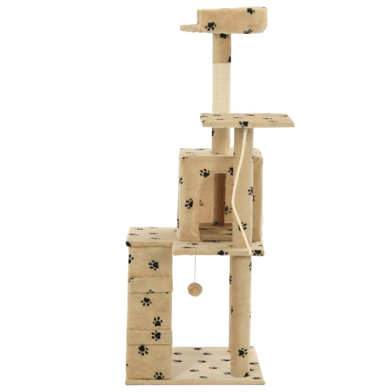 Afbeelding laden in galerijviewer, Vidaxl kattenkrabpaal met sisal krabpalen 120 cm pootafdrukken beige
