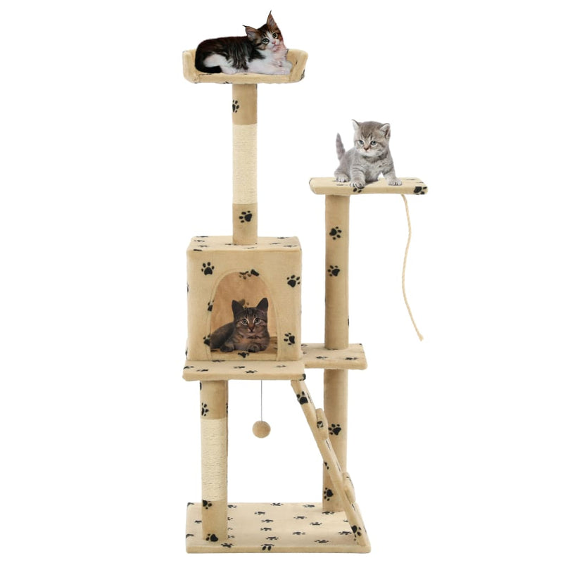 Afbeelding laden in galerijviewer, Vidaxl kattenkrabpaal met sisal krabpalen 120 cm pootafdrukken beige

