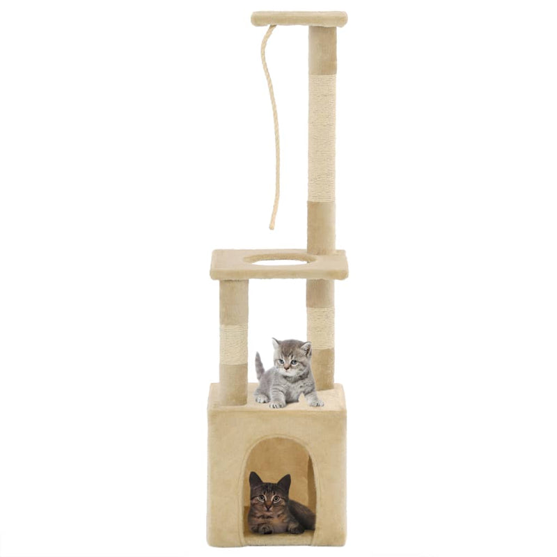 Afbeelding laden in galerijviewer, Vidaxl kattenkrabpaal met sisal krabpalen 109 cm beige
