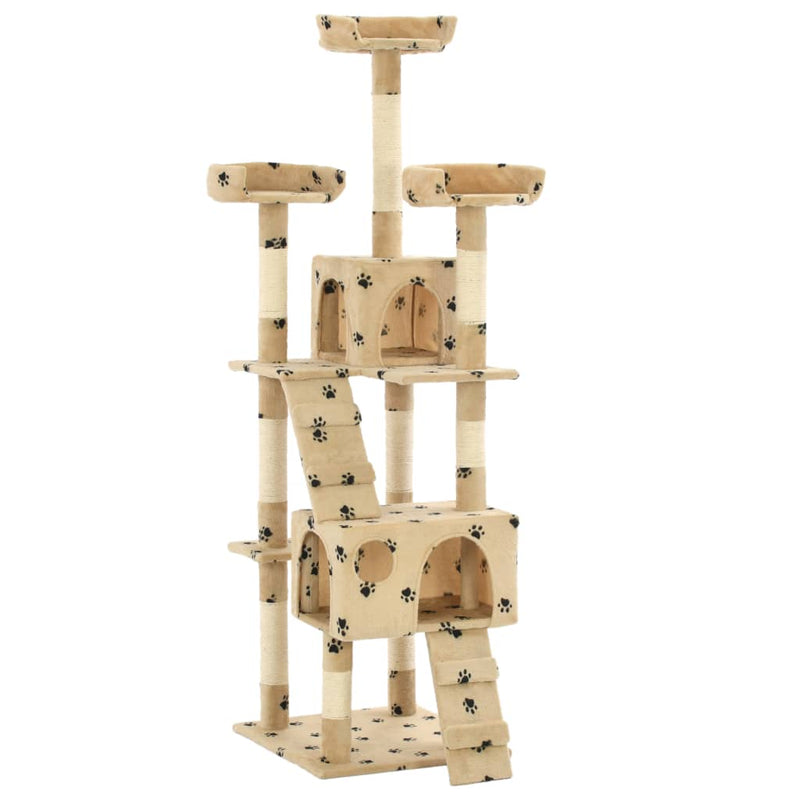 Load image into Gallery viewer, Vidaxl kattenkrabpaal met sisal krabpalen 170 cm pootafdrukken beige
