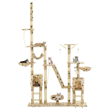 Vidaxl kattenpaal met sisal krabpalen 230-250 cm pootafdrukken beige