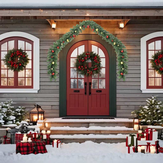 Vidaxl kerstslinger versierd met kerstballen en led-lampjes 5 m