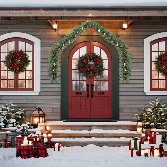 Vidaxl kerstslinger versierd met kerstballen en led-lampjes 5 m