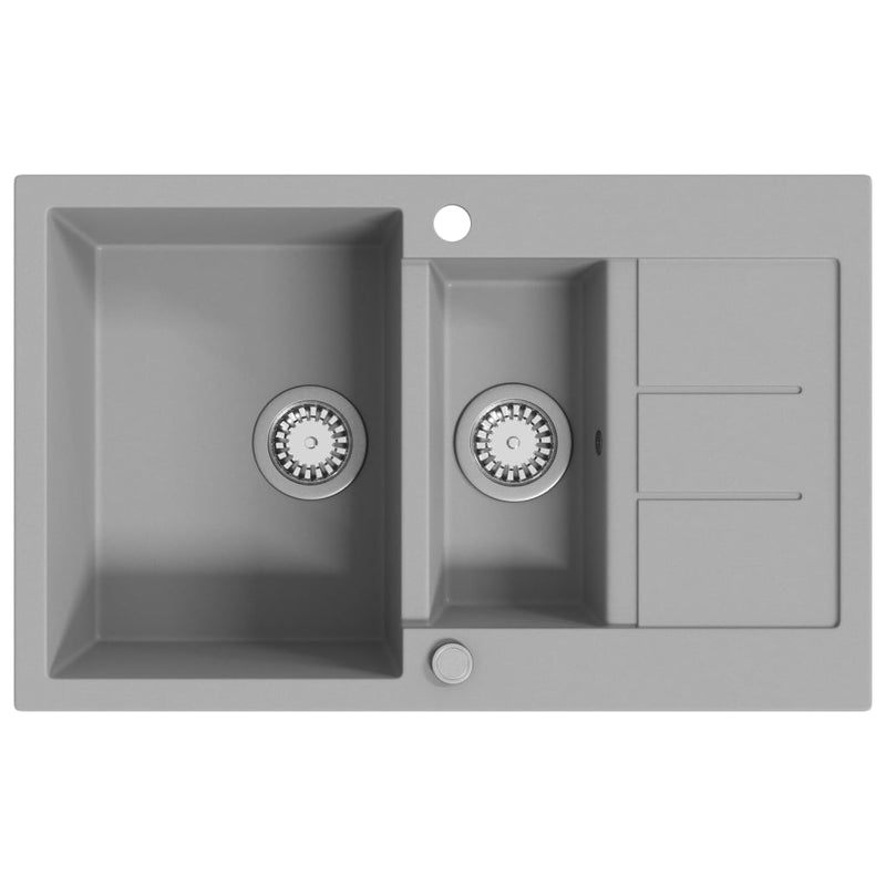 Load image into Gallery viewer, Vidaxl gootsteen dubbele bak graniet grijs
