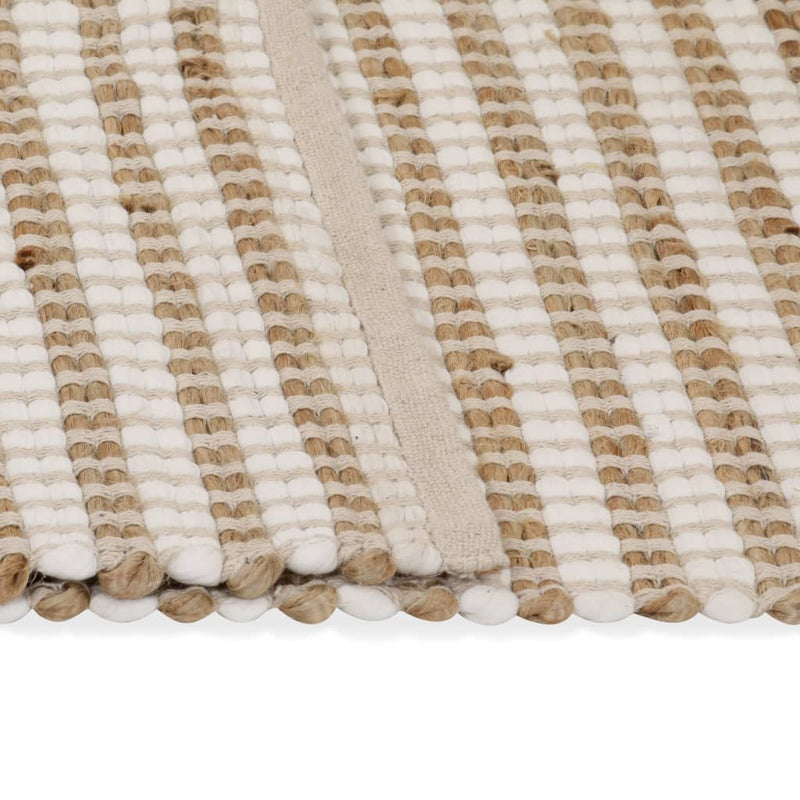 Load image into Gallery viewer, VidaXL Vloerkleed 120x180 cm handgeweven jute naturel en wit
