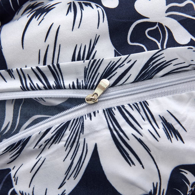 Load image into Gallery viewer, Vidaxl dekbedovertrekset bloemenontwerp 140x220 60x70 cm marineblauw
