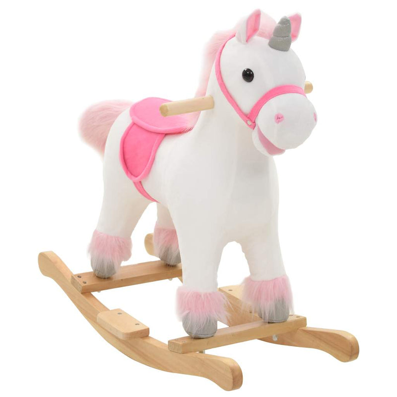 Load image into Gallery viewer, Vidaxl hobbeldier eenhoorn 65x32x58 cm pluche wit en roze
