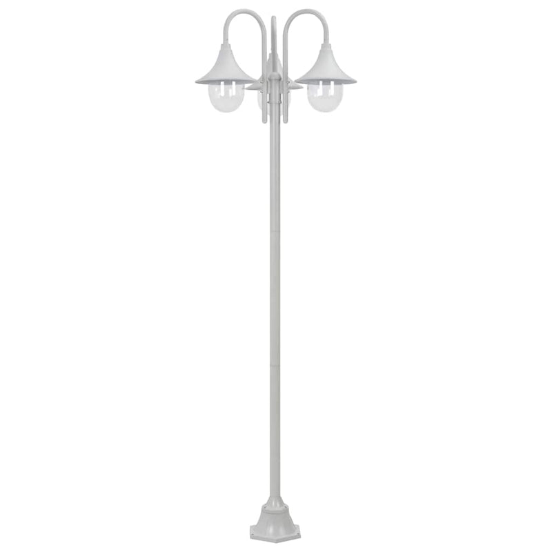 Load image into Gallery viewer, Vidaxl paalverlichting tuin e27 220 cm aluminium wit 3-delig
