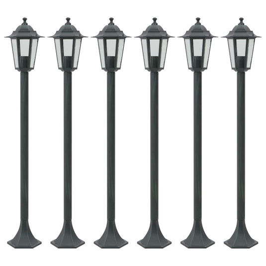Vidaxl paalverlichting voor tuin e27 110 cm aluminium donkergroen 6 st