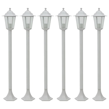 Vidaxl paalverlichting voor tuin e27 110 cm aluminium wit 6 st