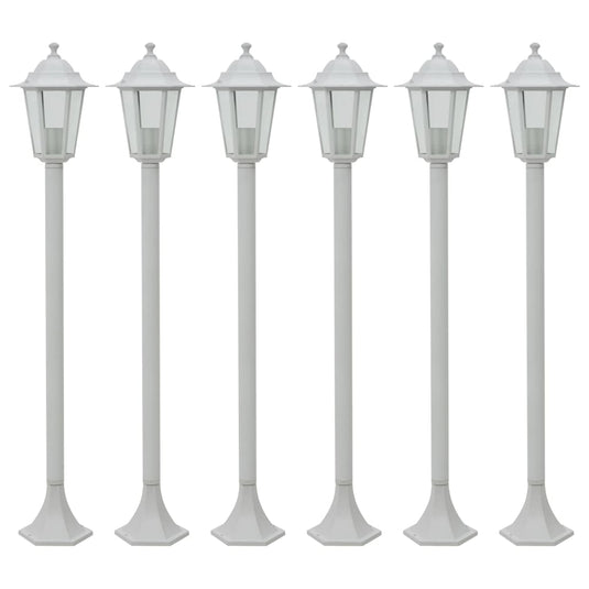 Vidaxl paalverlichting voor tuin e27 110 cm aluminium wit 6 st