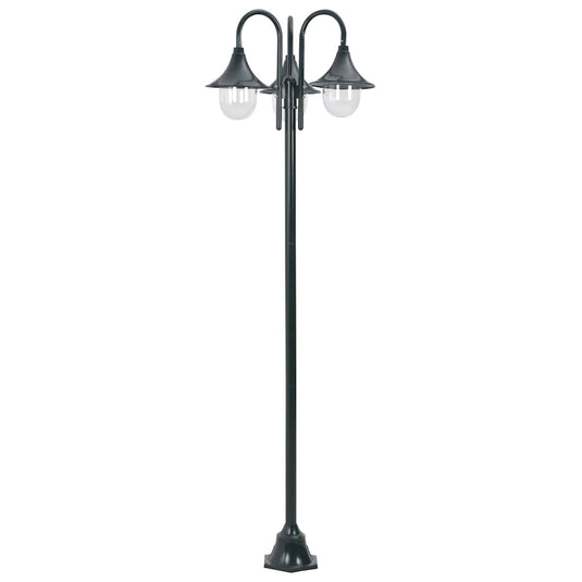 Vidaxl paalverlichting tuin e27 220 cm aluminium donkergroen 3-delig