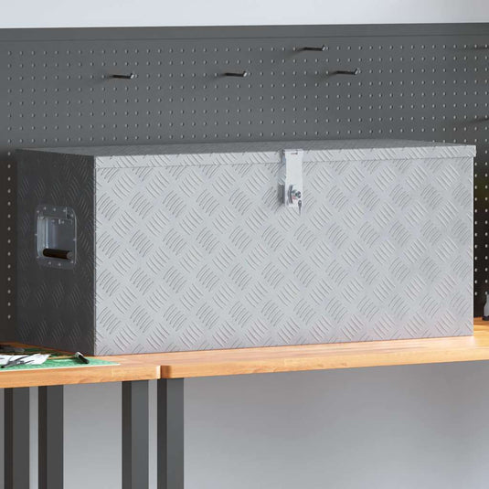 Vidaxl opbergkist 90,5x35x40 cm aluminium zilverkleurig
