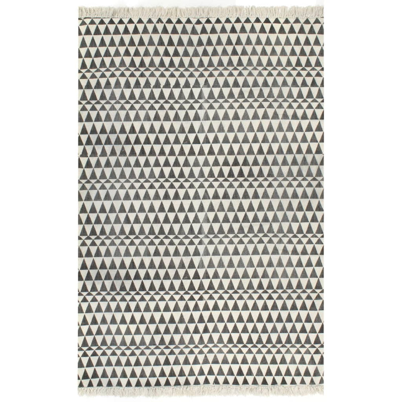 Load image into Gallery viewer, VidaXL Kelim vloerkleed met patroon 120x180 cm katoen zwart wit
