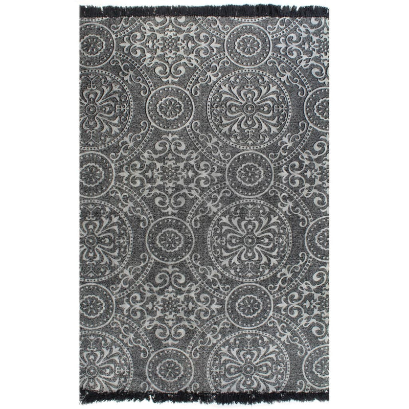 Load image into Gallery viewer, Vidaxl kelim vloerkleed met patroon 120x180 cm katoen grijs

