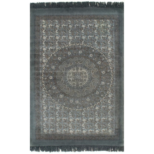 VidaXL Kelim vloerkleed met patroon 120x180 cm katoen grijs
