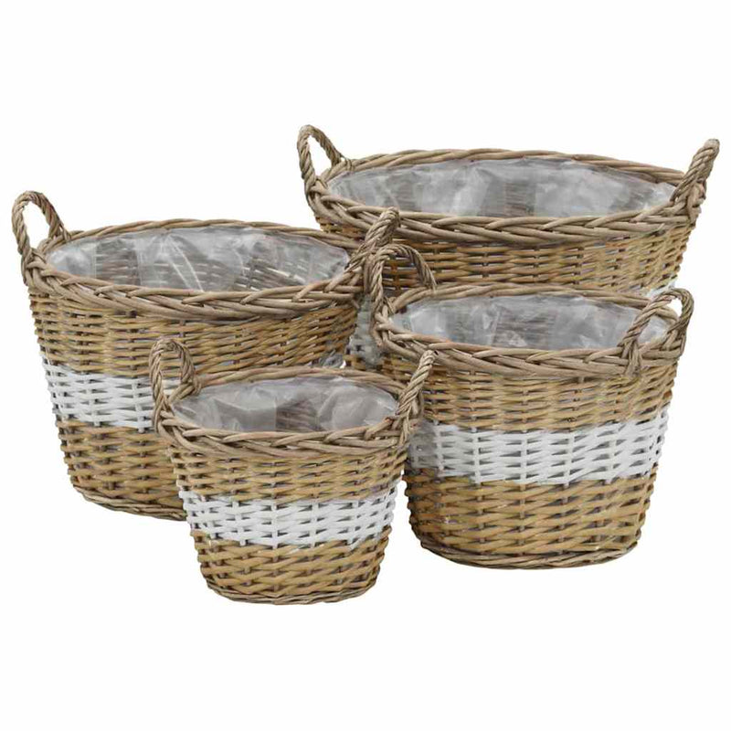 Load image into Gallery viewer, Vidaxl plantenbakken verhoogd 4 st wicker met pe-voering
