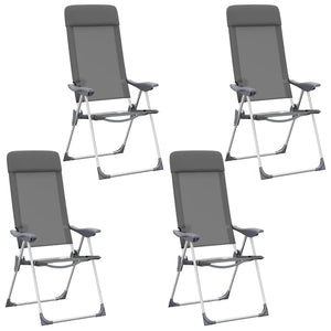 Vidaxl campingstoelen 4 st inklapbaar aluminium grijs