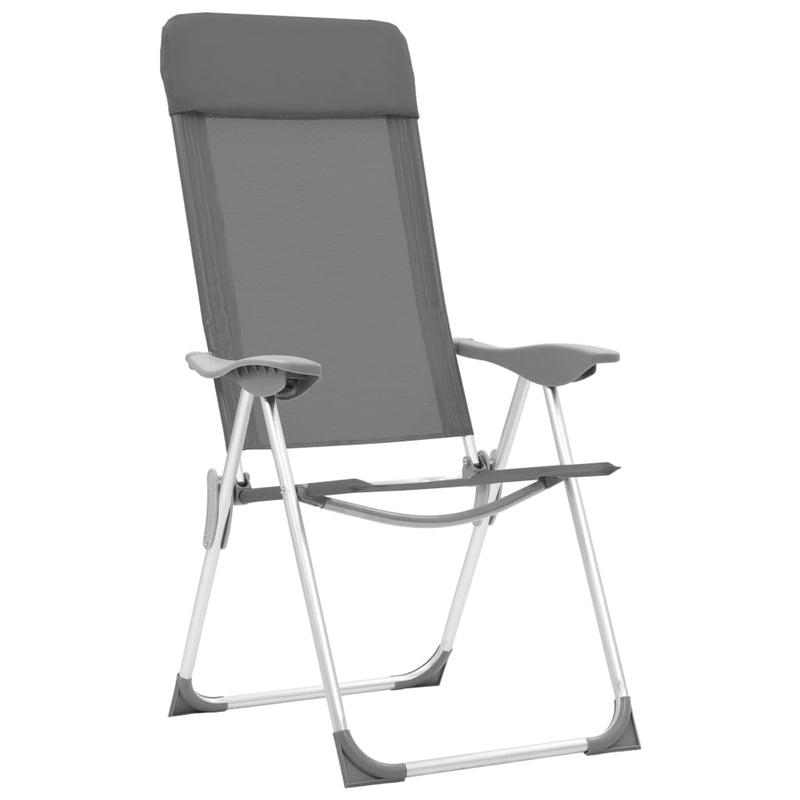 Load image into Gallery viewer, VidaXL Campingstoelen 4 st inklapbaar aluminium grijs

